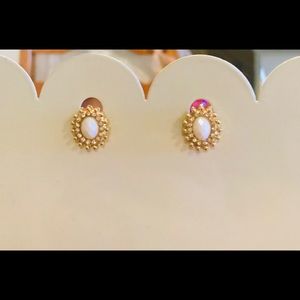 Classy Gold, White & Crystal Fashion Earrings